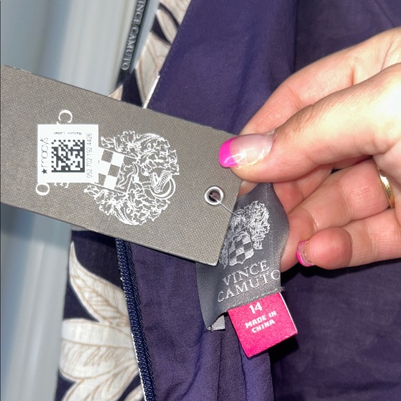 Vince Camuto Purple and White Tropical Wrap High-Low Dress New With Tag Size 14 - Picture 10 of 15